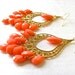 RESERVED LISTING for Megan- Coral Earrings, Chandelier Earrings, Peach Earrings, Coral, Pink, Gold, Dangle, Teardrop, Bridesmaid Jewelry