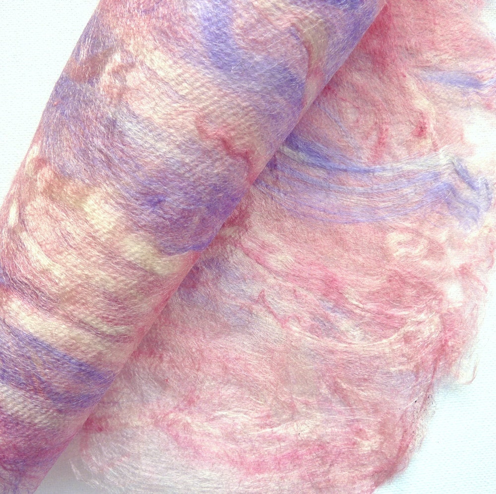 Pink Decorative Silk Paper for collage and textile crafts. Hand made silk fibre paper. Pink and Lavender