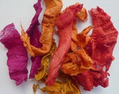 Hand Dyed Silk Carrier Rods- Textile Mixed Media Supplies. Warm Autumn Tones