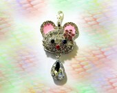 Big Crystal Mouse with Dangling Crystal, Add On Key Chain Charm, for Keys, Purse, or Necklace accesory