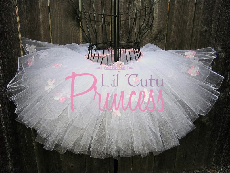 Sakura - Cherry Blossom Filled Tutu with Pink Satin Ribbon