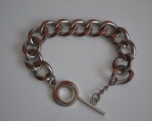 Vintage silver heavy cuban chain link herringbone bracelet
