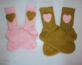 Handknitted and homemade wool socks for a couple