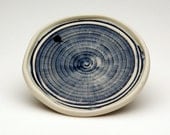 Handmade Porcelain Dessert Plate with Blue Spiral