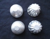 Vintage Four Early Jiffy Jell Aluminum Gelatin Molds Two Different Styles