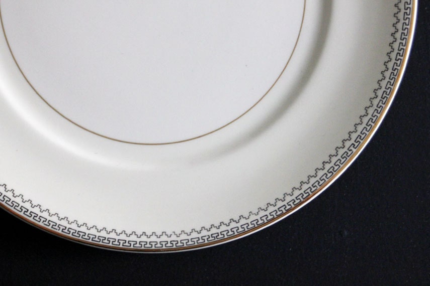 Greek Key China Dinner Plate Set by Pope Gosser