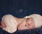 Baby Longies and Sleep Cap,CREAM CABLE,Photography Prop, Baby Boy, Newborn photo prop, Newborn Pants, Baby Boy Sleep set, Shower Gift