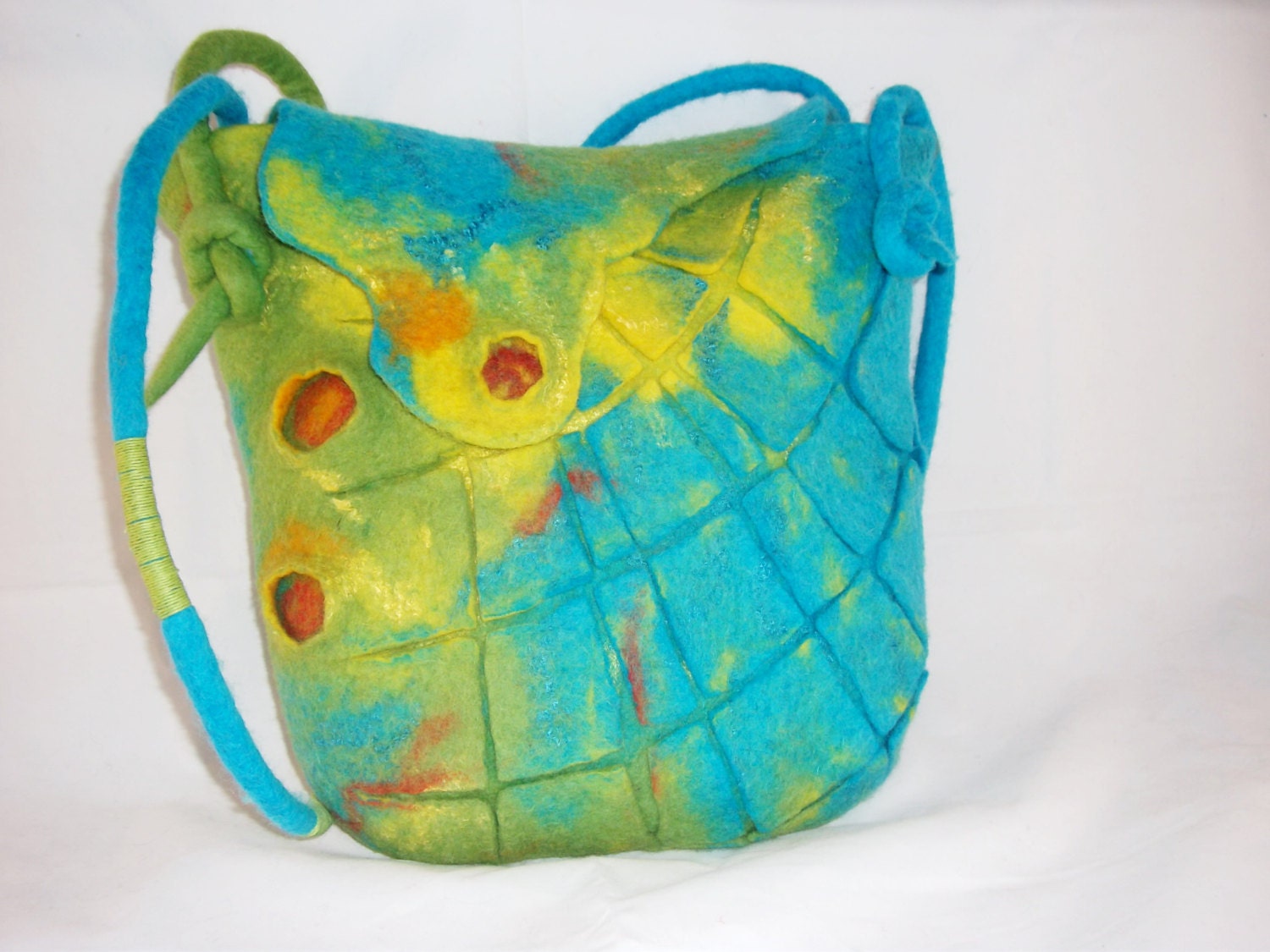 OOAK felted bag EARTH,blue green bag, spring fashion bag,eco friendly, hand crafted