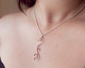 Swirly Silver Filigree Pendant with Rose Quartz