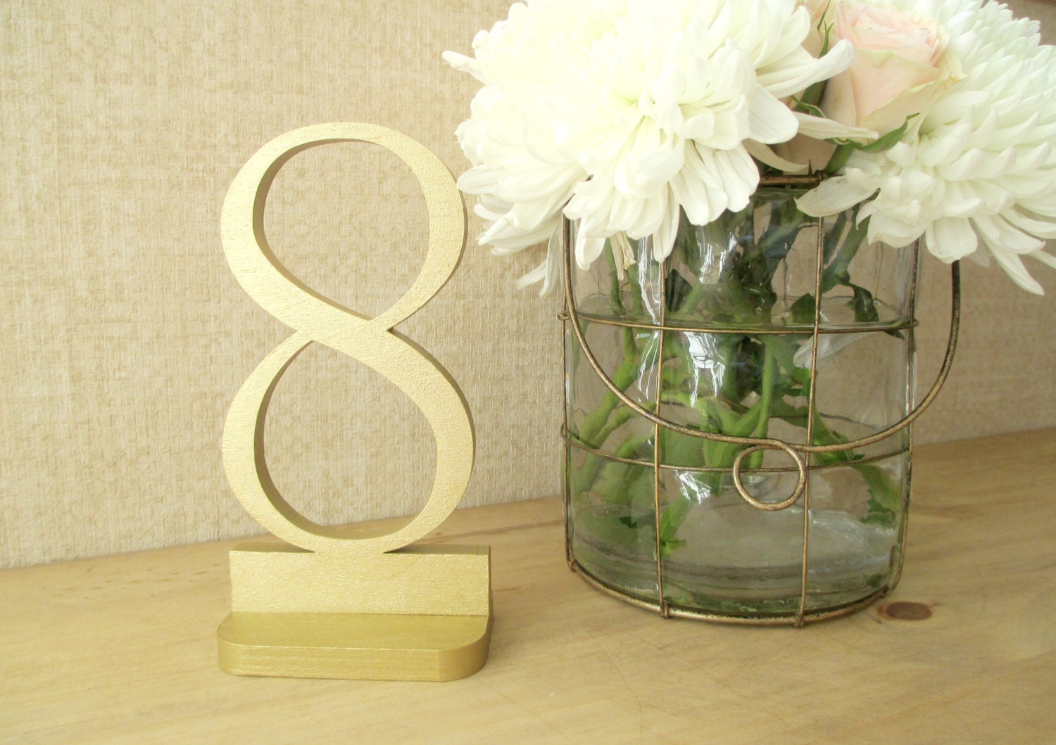 Gold Wedding Table Numbers, Wooden Table Numbers, Wedding Table Number