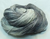 Silk Blend Fingering Yarn Hand Dyed in Silver Lining