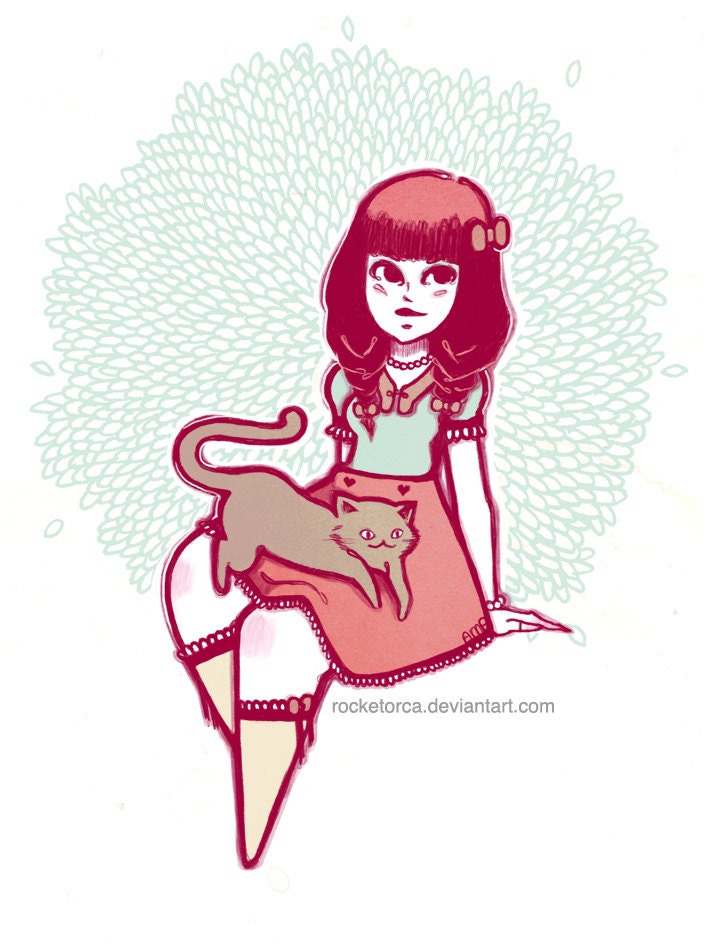 Portrait of a Girl and Her Cat 4 x 6 Print