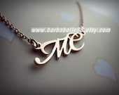 Personalized name necklace Pink gold plated come with ROLO chain.