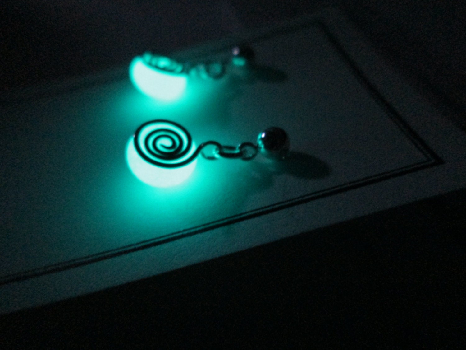 Glow In The Dark Glass Dangle Earrings - No. 5
