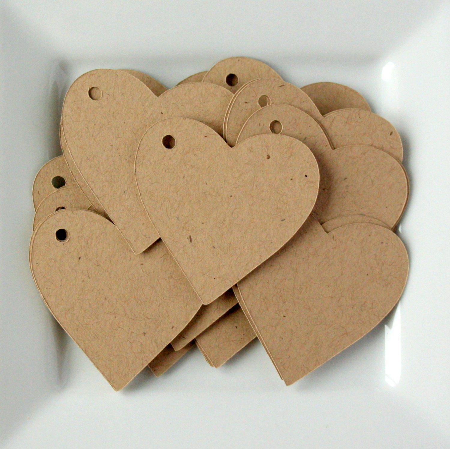 50 - 2" Kraft Heart Tags / Wedding Tags / Merchandise Tags / Gift Tags / Hang Tags