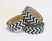1 roll - Black Chevron Stripe Washi Tape / Japanese Masking Tape - 15mm x 10m