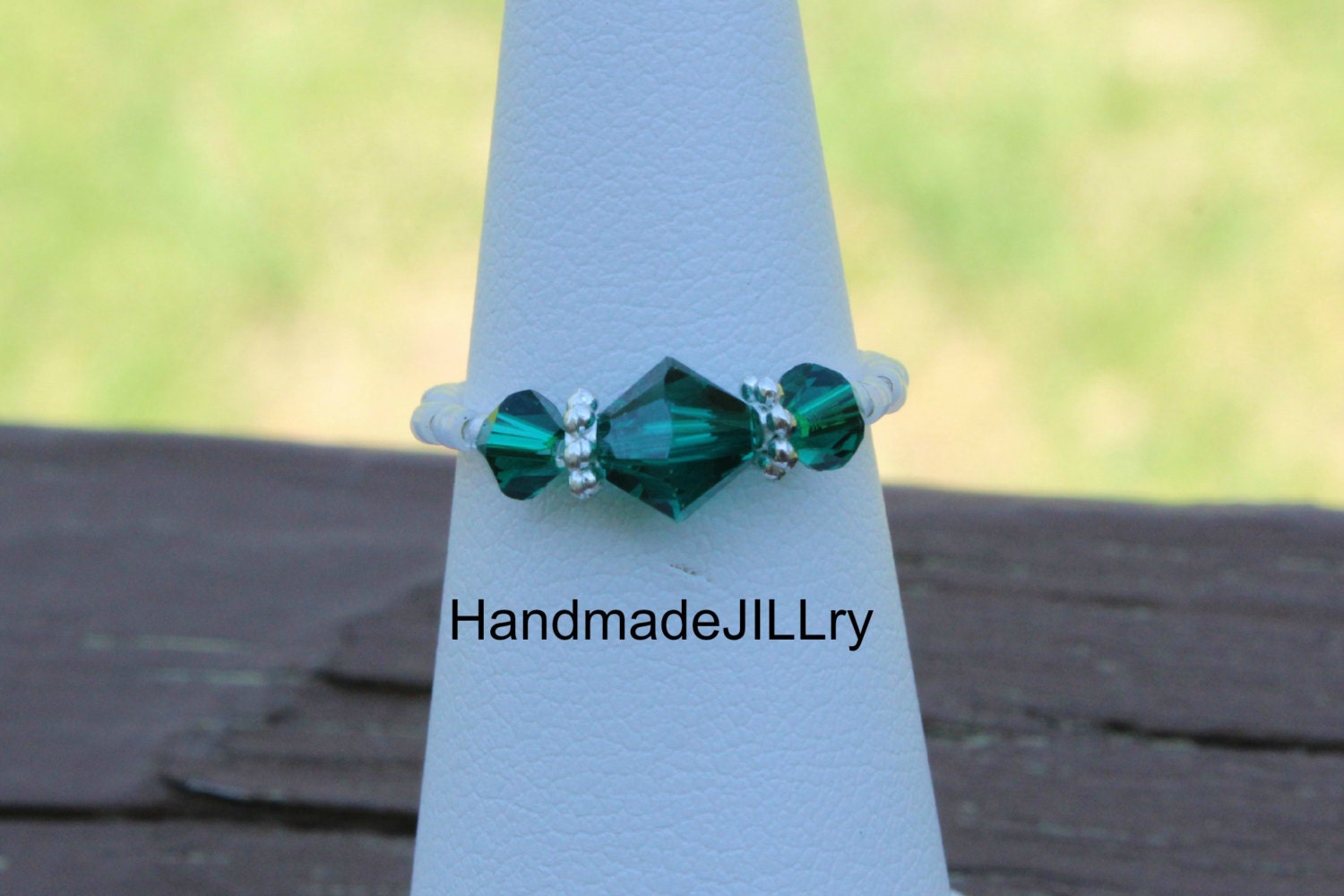 Simply Aware Ring, Green Awareness Ring, Handmade Swarovski Crystal Ring, Raise Awareness, Show Support, Raise Donations, May Birthstone