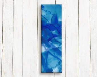 Blue canvas art,  long canvas print, 20"x6", free shipping