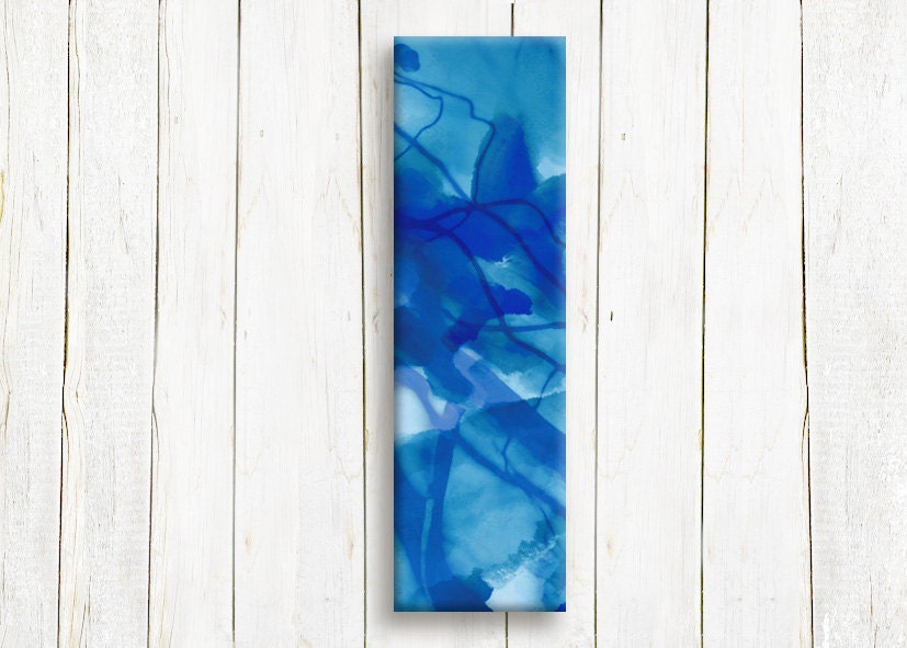 Blue canvas art,  long canvas print, 20"x6", free shipping