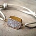 Tiny Treasures - Leather Adjustable Drusy Quartz Bracelet 14K Gold Filled