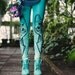 Mint green wolf-  leggings