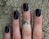 Vintage look sterling silver knuckle  ring wave design above knuckle ring adjustable midi ring (T-20) toe ring