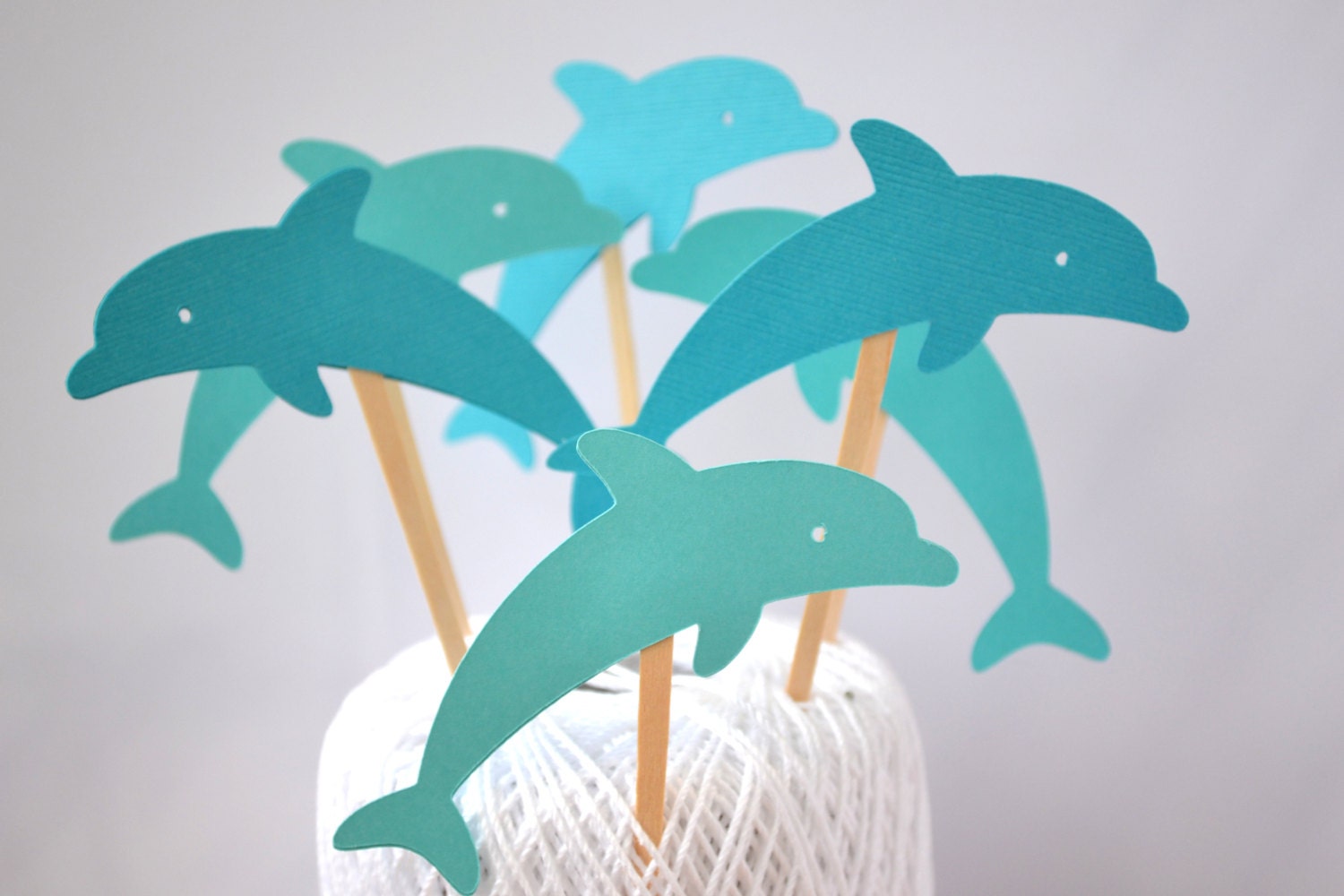 Dolphin Cupcake Toppers-Shades of Blue