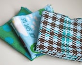 Cloth Napkins Hanky Handkerchief - Soft Flannel, Eco Friendly Washable Reusable - Surprise Pack Set of 8 Boy, Girl or Gender Neutral Prints
