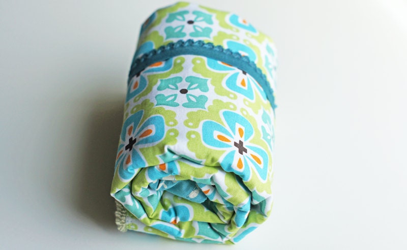 SALE Roll-Up Diaper Organic Cotton Changing Pad - Travel Change Pad - Monaluna Flowerbed - Eco Friendly Baby gift