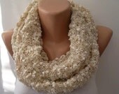 Super elegant scarf - knitted Scarf, Infinity Scarf,loop scarf pearl color