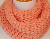 Peach Crochet Cowl Hood Neckwarmer Fashion  Scarf Winter  Accessories Fashion