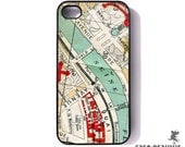 iPhone 4 Case - Vintage Paris Map -- cover for iPhone 4 and iPhone 4s