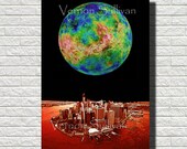 8 X 10 A4 manhattan new york ny wall art home office decor skyline cityscape poster print digital photography graphic Vernon Sullivan
