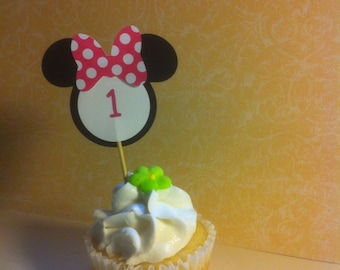 Personalized Minnie Mouse/ Mickey Mouse cupcake toppers