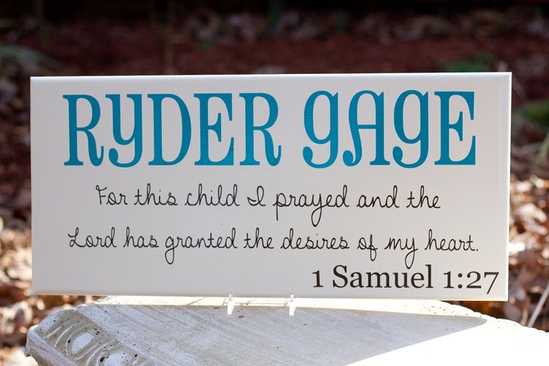 Personalized Child Name Sign with Verse Quote. Scripture Sign. Nursery Decor, Baby Shower, Christening, Baptism