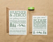 Letterpress Mountain Camp Wedding Invitation Set