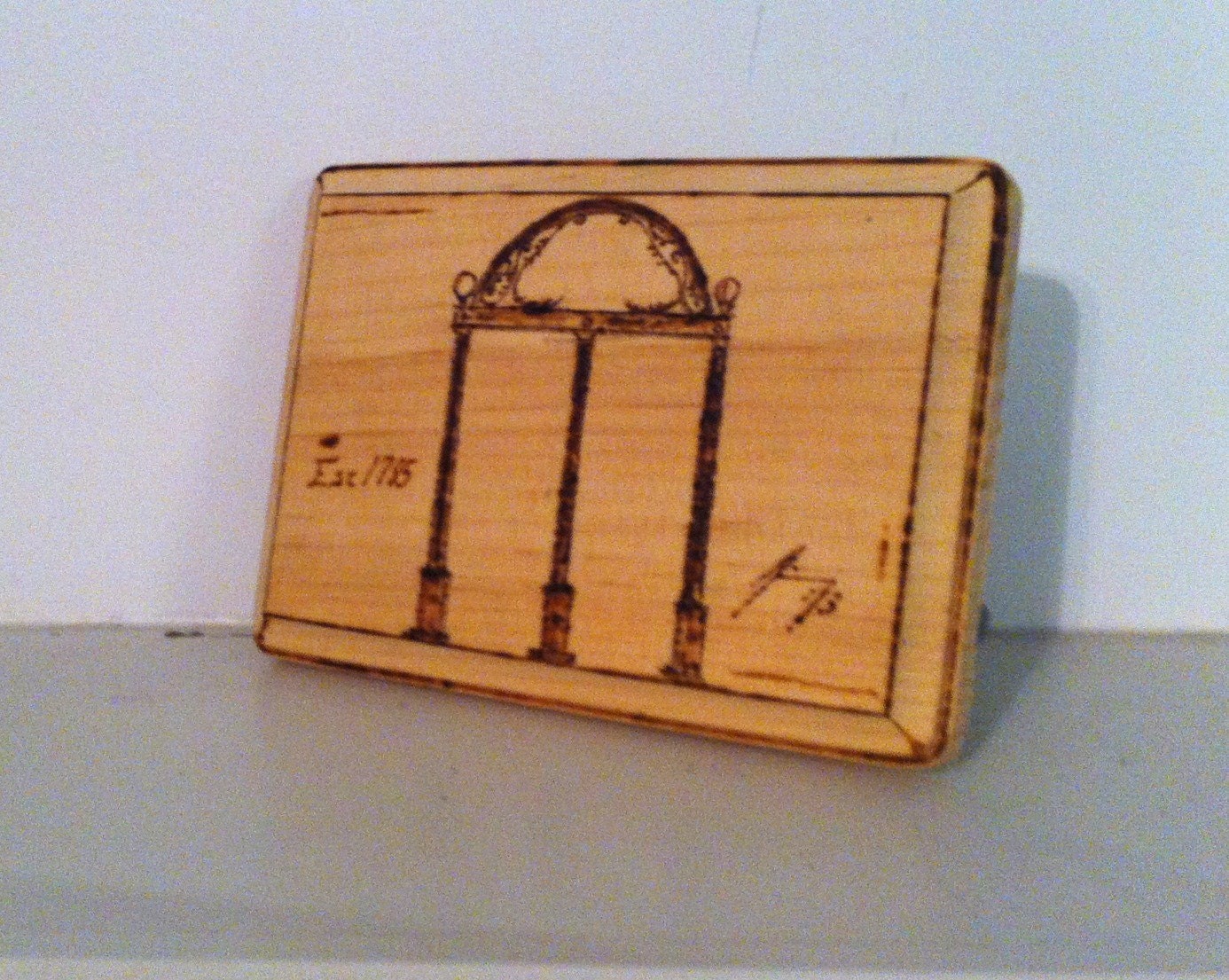 University of Georgia Arch near Downtown in Athens, Georgia Original Woodburned Drawing