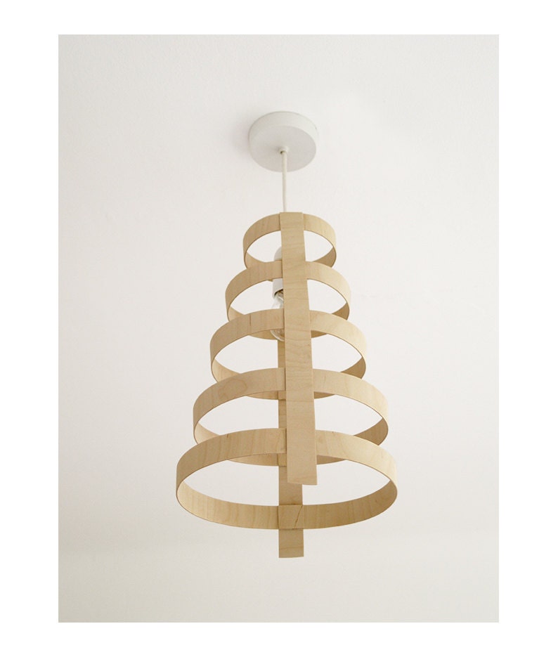 pendant lampshade made from bent birch plywood