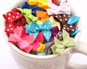 Small Bow, Small Hair Bow, Toddler Bow, No Slip - Set of 9