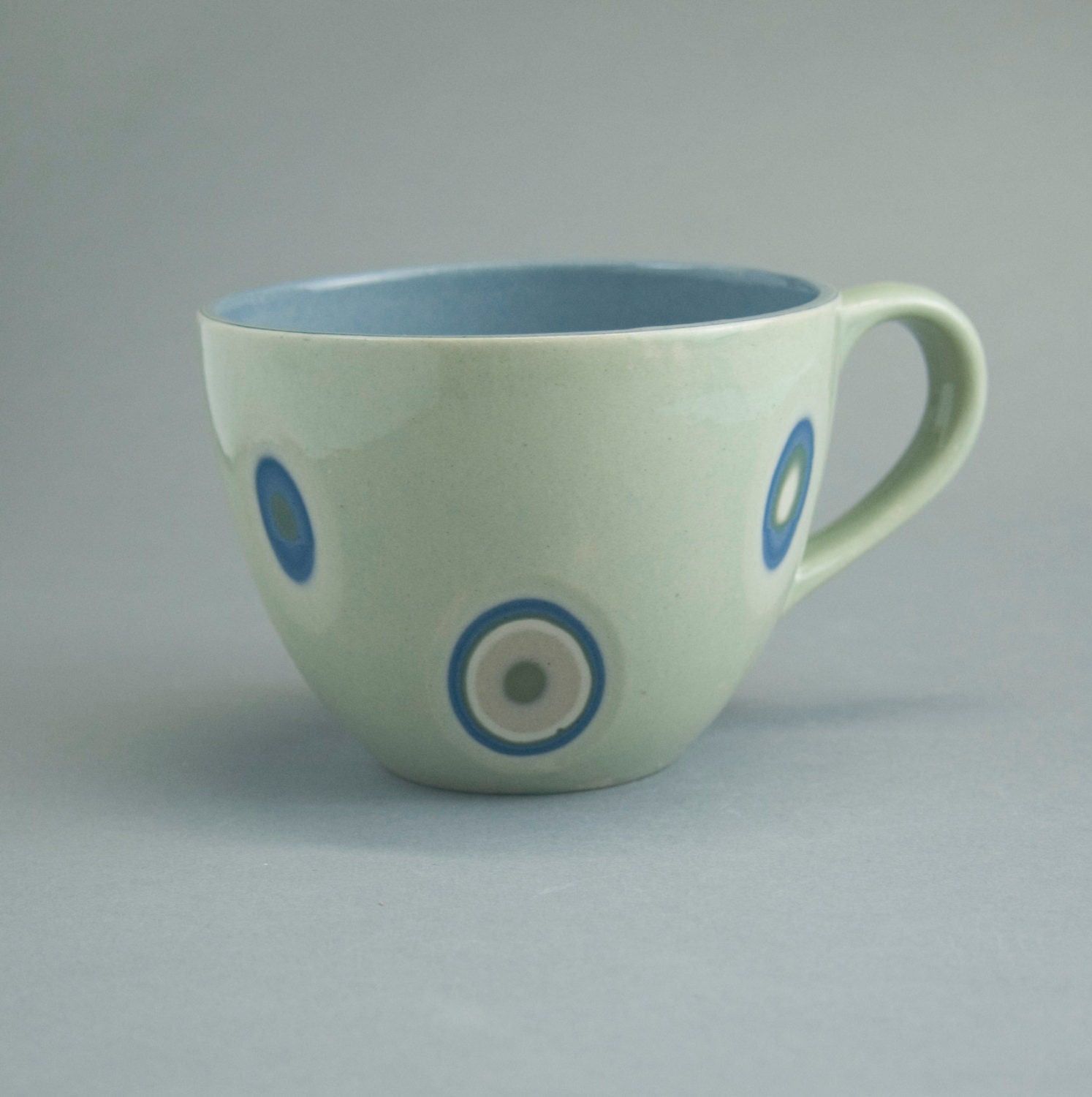 Ceramic cup, stoneware cup, morning coffee tea cup, ceramic mug, stoneware mug - unique handmade decorative pottery modern - ecru green
