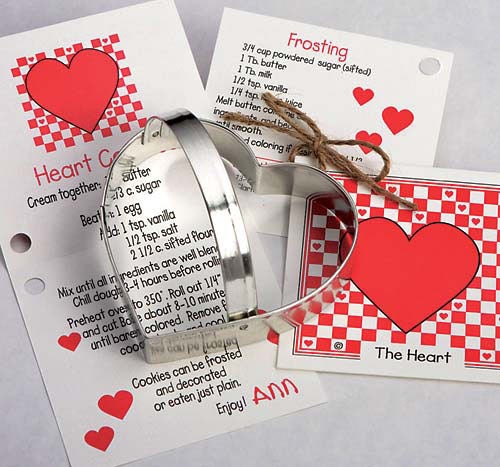 Heart Cookie Cutter 4"  - Tin Cookie Cutters & recipe card Gift Set - baking supplies party favors - heart shaped cookies foundant treats