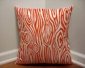 18 x 18 Tangelo Wood Grain Pillow, Orange Designer Twill Pillow Cover