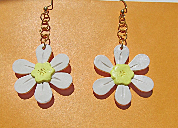 Yellow and White Daisy Earrings