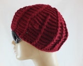 Hand crochet  burgundy  beanie, hat ,beret, tam, fashion woman hat , gift for her,