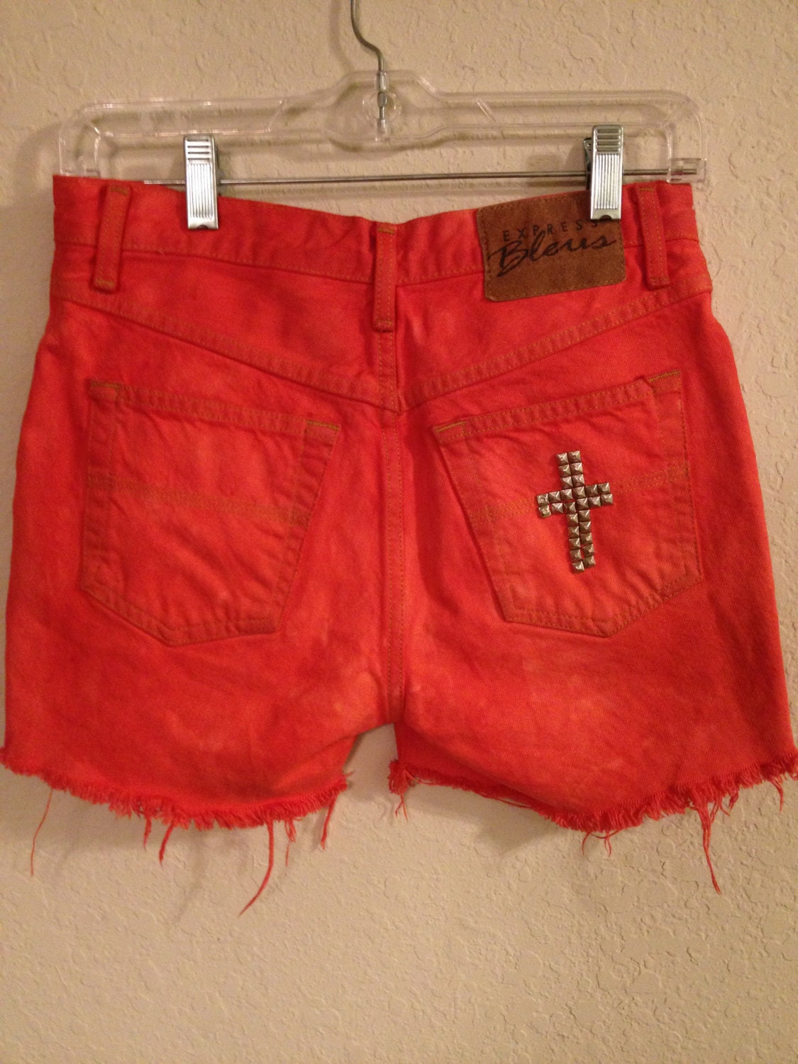 Scarlet High Waisted Jean Shorts with Studded Cross