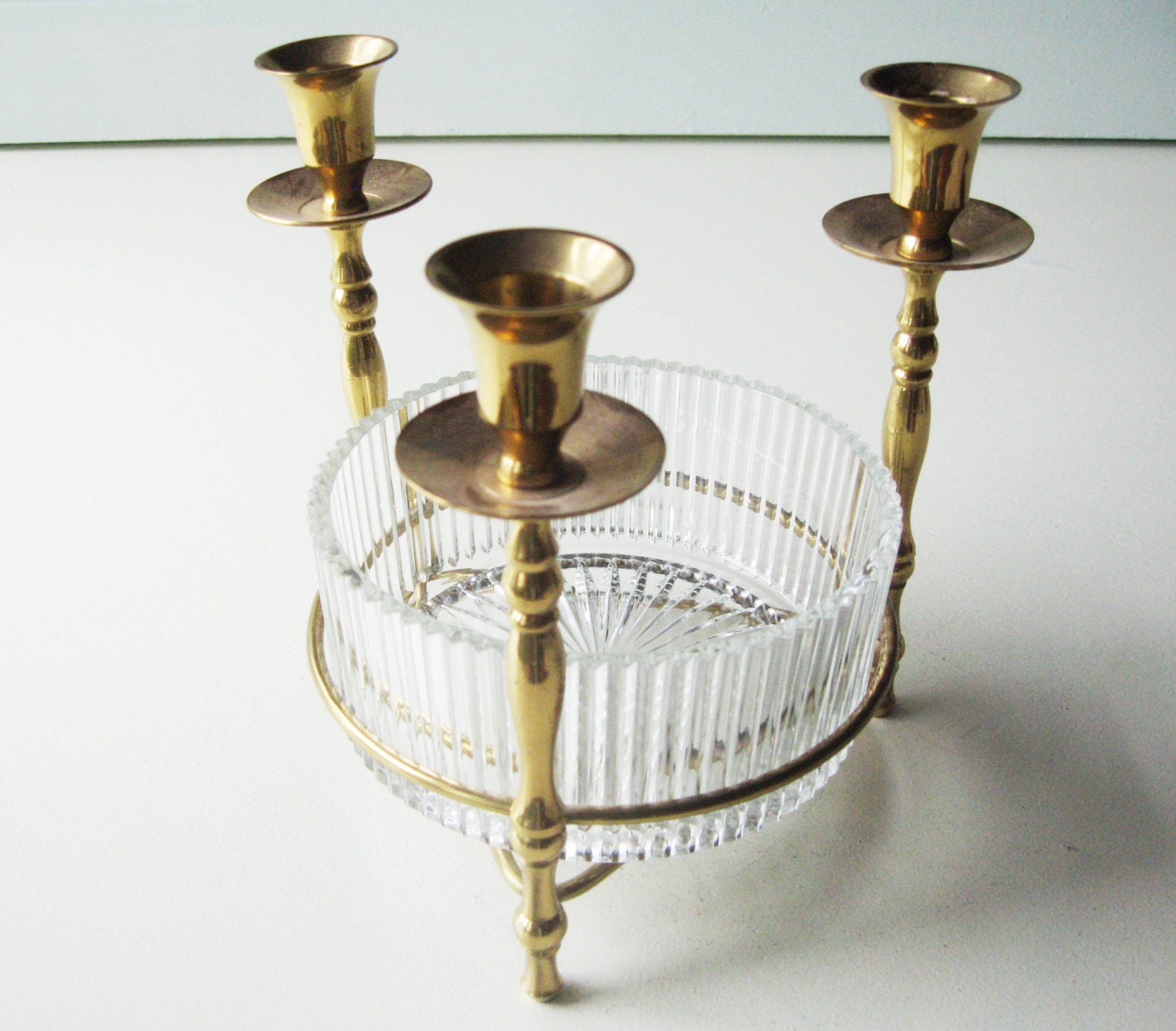 Flower and Candle Holder, Brass candle holder, Wedding Centerpiece