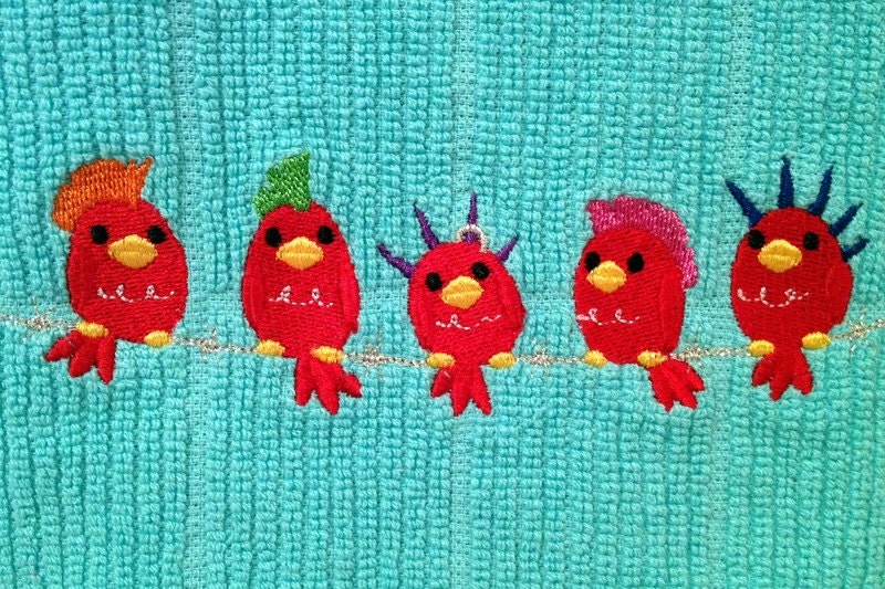 Bird towel punk Halloween kitchen bathroom barbed wire mohawk