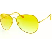 Vintage Aviator Sunglasses Deadstock Yellow Aviators Spring Summer Unisex