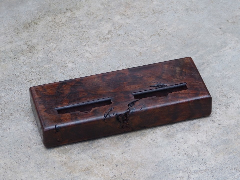 Dual iPhone 5 docking station in Oregon Black Walnut