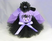 Babys First Halloween Outfit  " I'm Cute and Itsy Bitsy Spider " - Girls Tutu Bodysuit and Headband Set - Size 0-3 Months